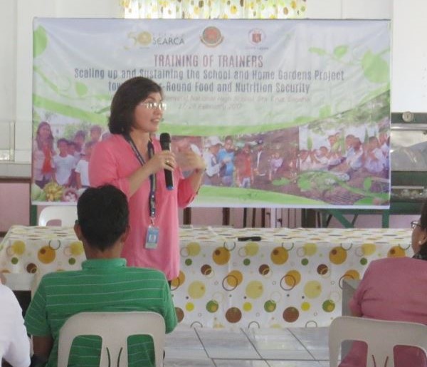 Ms. Teresita Ramos, Provincial Nutrition Action Officer of Laguna, highlighting the importance of of food production and nutrition.