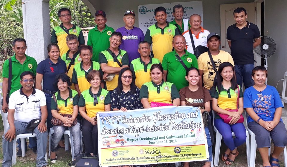 Participating members of the VKFF, LGU, MinSCAT and ISARD Pilot Program Team with Mr. Danny Moraca, Multi-Sectoral Alliance for Development Negros (MUAD-Negros) Organizational Development Coordinator (far right – 3rd row) and Ms. Gilda Parreño Agricultural Producers Cooperative (APC) Manager (far right – first row)