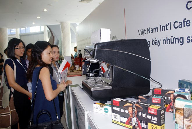 Coffee products are displayed at the Vietnam International Coffee Show 2018 in Ho Chi Minh City last May