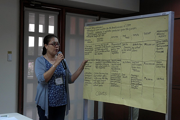 Mrs. Glenda Aruejo (CGMES) presents their Action Plan