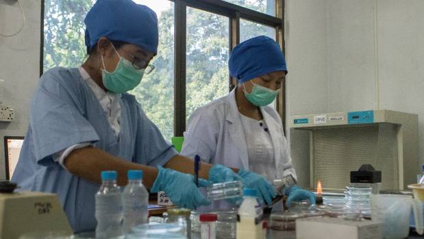 Myanmar Livestock Breeding and Veterinary Department laboratory technicians have begun testing milk samples. Much of the milk is found to be adulterated with water.