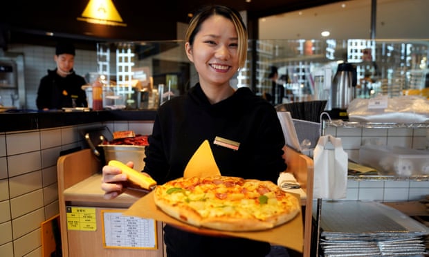 A durian pizza at a restaurant in Shanghai. Photograph: Aly Song/Reuters