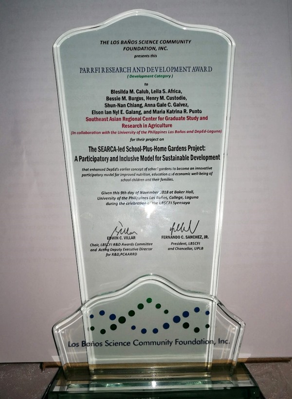 The Plaque of Recognition received for the S+HGP