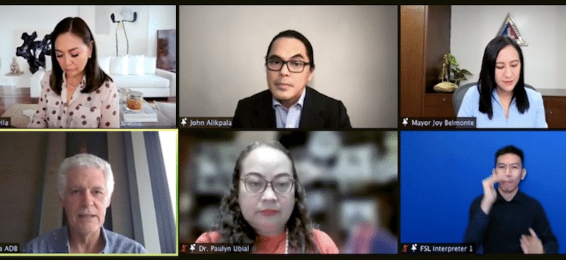 ADB Country Director Kelly Bird (lower leftmost) and other key participants in the opening day of the “Discussion on Strategies for Food Security in Metro Manila in the midst of COVID-19” virtual forum on Tuesday, August 3, 2021. (UN in the Philippines)
