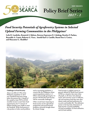 Food Security Potentials of Agroforestry Systems in Selected Upland Farming Communities in the Philippines